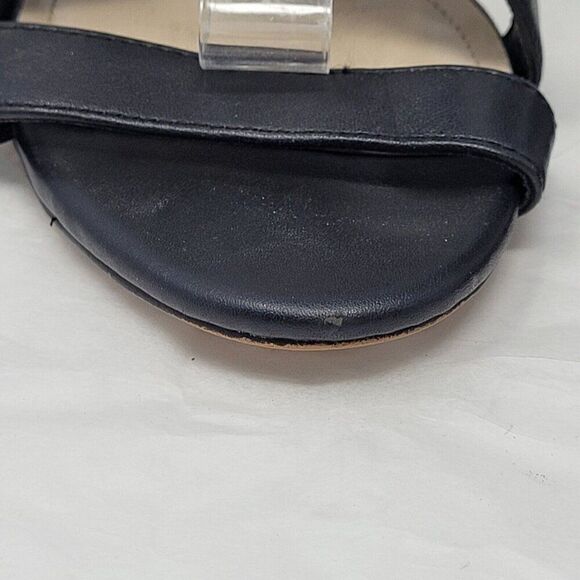 Vince Camuto Macobi Strappy Black Leather Kitten Heels Size 8 Ankle Strap Baddie - Picture 12 of 13